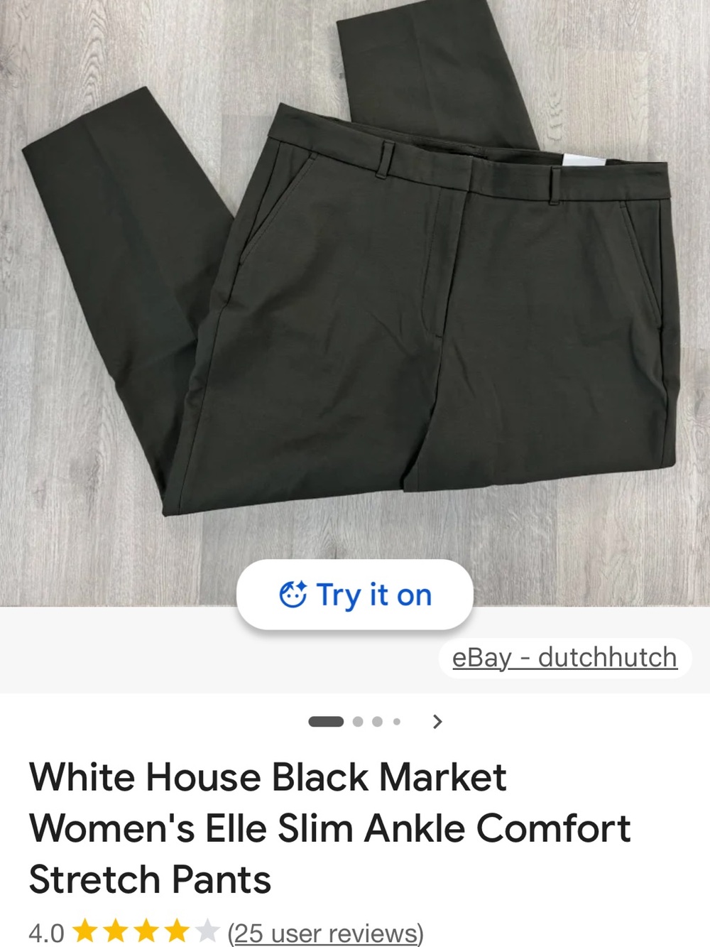 White House Black Market Olive Slim Ankle Pants - Picture 3 of 5
